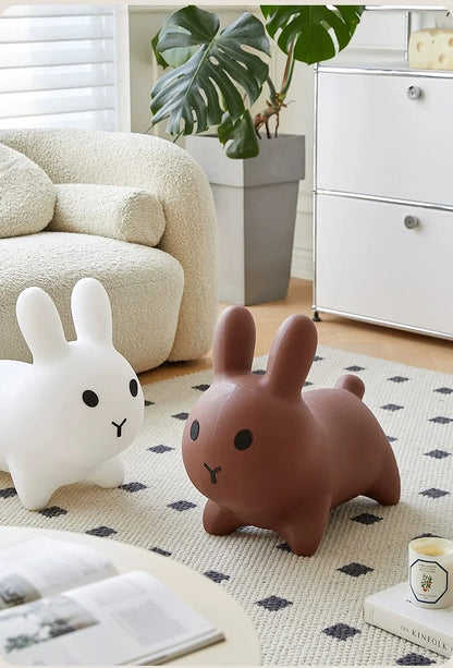 Tabouret de lapin nordique avec repose-pieds pour enfants, chaise d'extérieur écologique en plastique PE