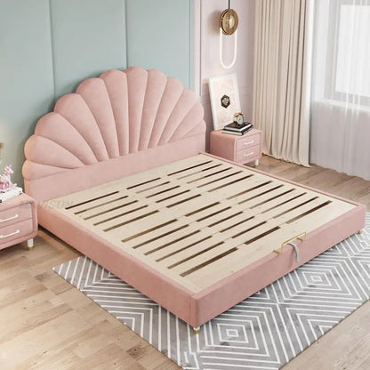 Cama infantil de madera maciza de color rosa de princesa grande para niñas de 2 a 14 años, juego de muebles para dormitorio infantil