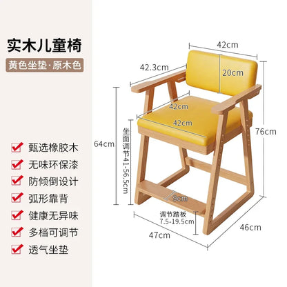 Chaises d'étude pour enfants en bois massif avec sièges élévateurs réglables Chaises d'écriture Chaises de salle à manger Bureaux de cuisine Sillas Para Comedor Стул 의자