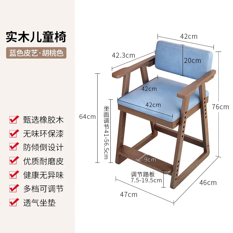 Chaises d'étude pour enfants en bois massif avec sièges élévateurs réglables Chaises d'écriture Chaises de salle à manger Bureaux de cuisine Sillas Para Comedor Стул 의자