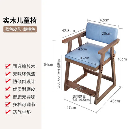 Solid Wood Children Study Chairs with Adjustable Lift Seats Writing Dining Chairs Desks Kitchen Sillas Para Comedor Стул 의자