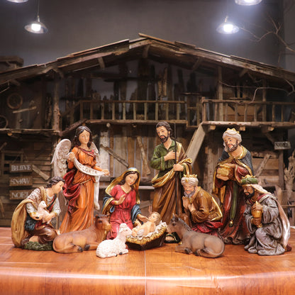 Juego de belén Escena de la Natividad Estatua grande del Niño Jesús Pesebre navideño grande Adorno para pesebre navideño Regalo navideño Decoración del hogar