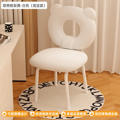 Portable Cute Vanity Chair Elegant Children Mobile Puffs Makeup Stool Metal Design Tabouret Vanity Chair Makeup Room