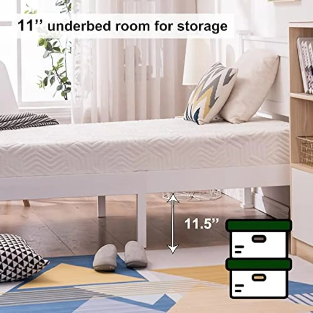 Juego de cama individual con marco blanco y cabecero para niños, cama de madera moderna, cama individual para adultos, muebles de dormitorio