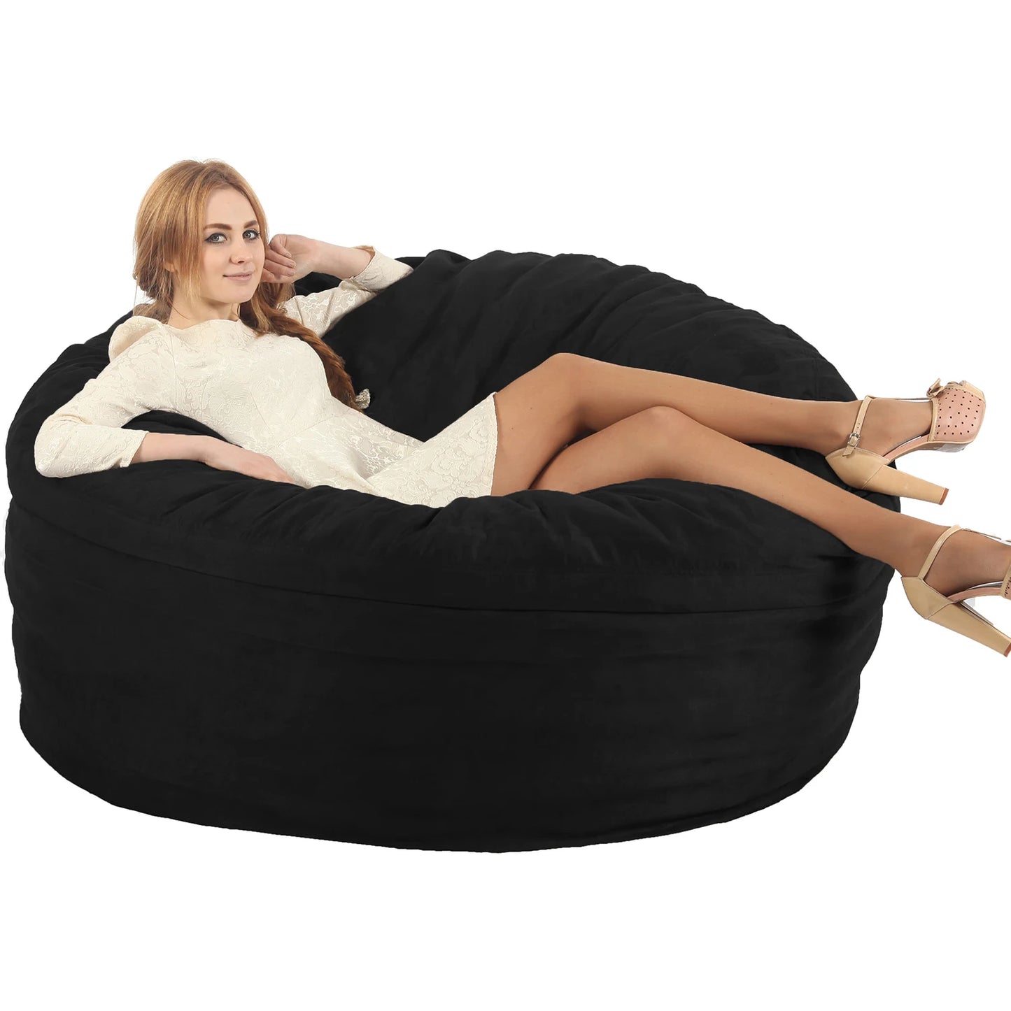 Luxurious Giant 5ft Bean Bag Chair with Microsuede Cover - Ultra Soft, No Filling, Washable Large Bean Bag Sofa for Adult