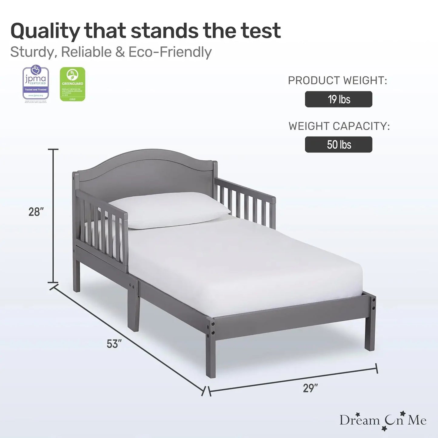 Sydney Toddler Bed in Steel Grey, Greenguard Gold Certified