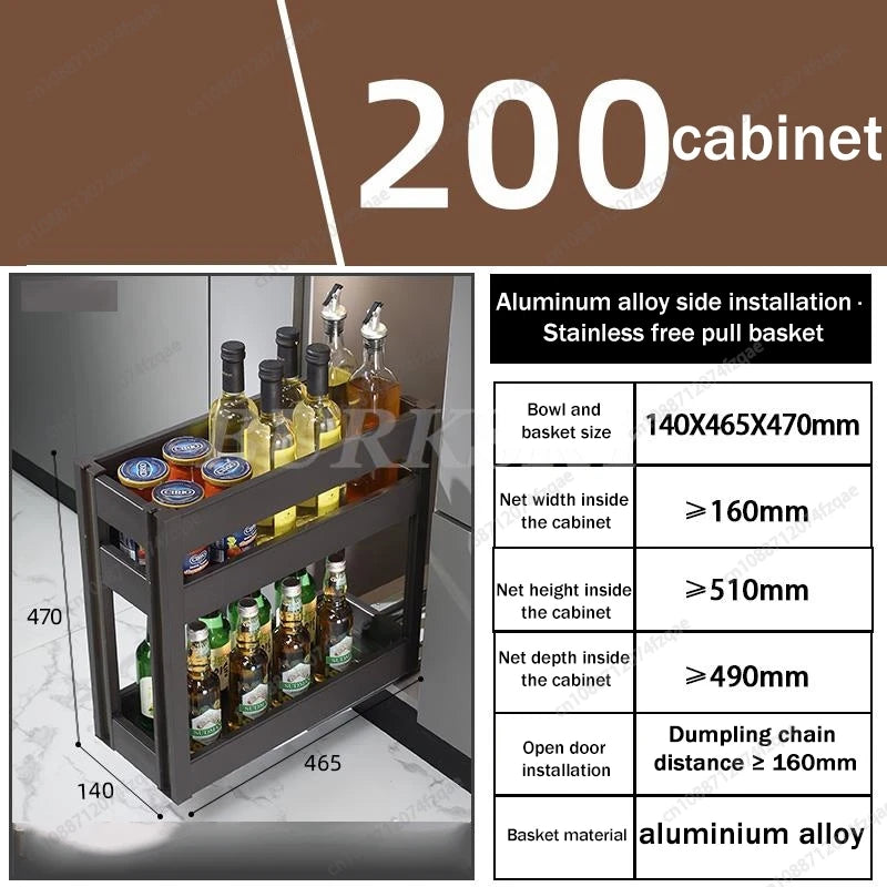 Gabinete de cocina y canasta de esquina de almacenamiento Estante para platos de condimentos incorporado Estante para platos extraíble completamente abierto y giratorio Suministros de almacenamiento