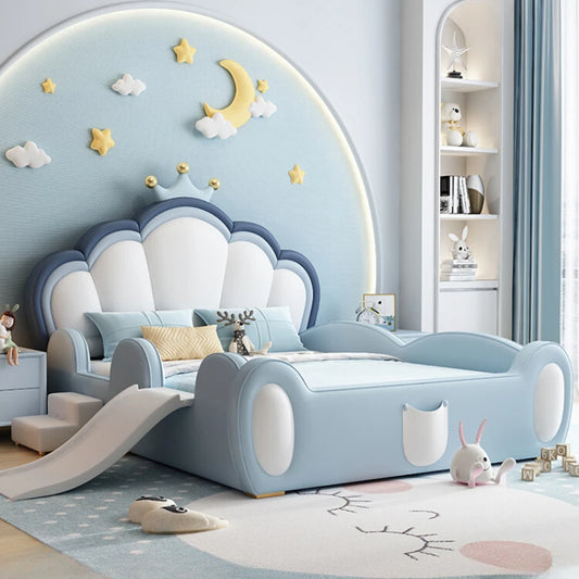 Cama infantil moderna y única, estilo princesa, lujosa, tipo loft, cómoda, tamaño queen, para niños, muebles para el hogar