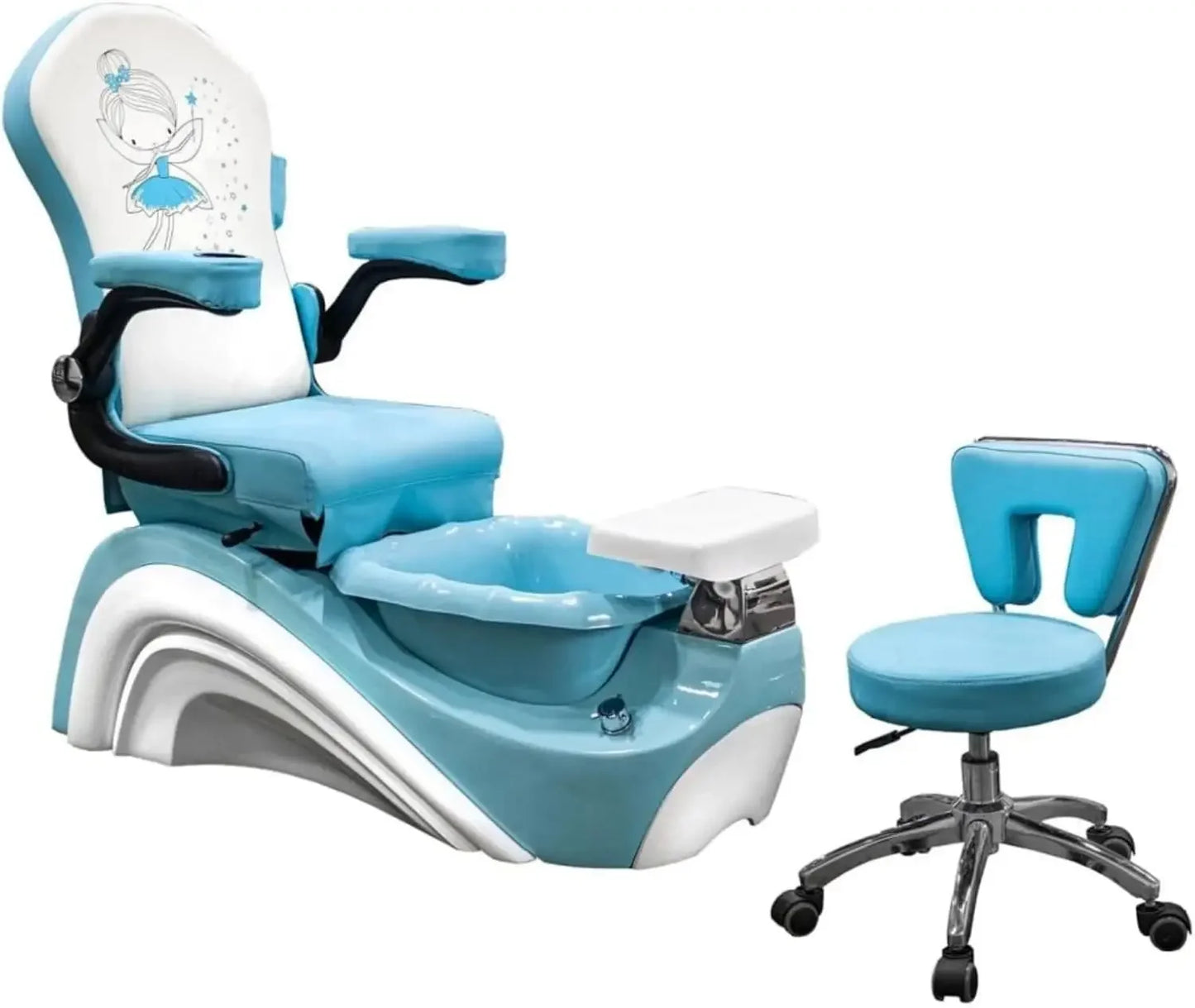 Pedicure Chair Kids Pedicure Foot Spa Chair with Pedicure Stool Kit Adjustable Reclining Professional Childs  Nail Salon Spa