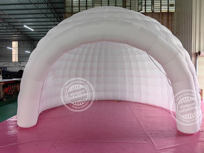 Portable White LED Lighting Inflatable Igloo Dome Tent Marquee Canopy Shelter with Air Blowerfor Exhibition Camping Party Events