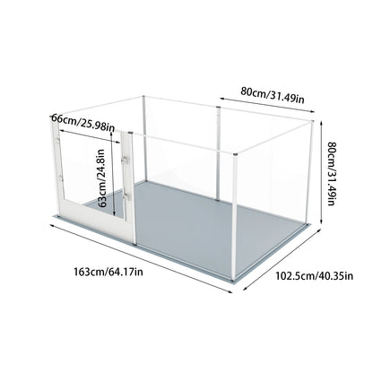 Large Acrylic Dog Playpen Fence, 6 Panels, Heavy Duty Pet Kennels Crate, Whelping Box with Waterproof Mat