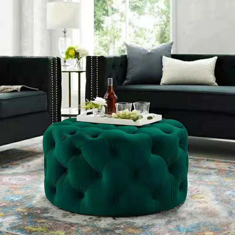 Nordic velvet Floor stool Corner sofa chair round vanity stool design big soft ottoman pouf Child Low stool luxury furniture