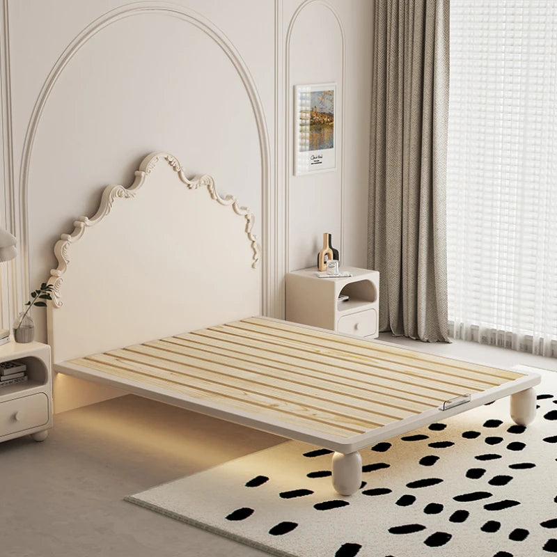 Cama infantil de lujo estilo francés estilo princesa, cama alta blanca, moderna villa, camas de dormitorio, juego de muebles para dormitorio tamaño queen