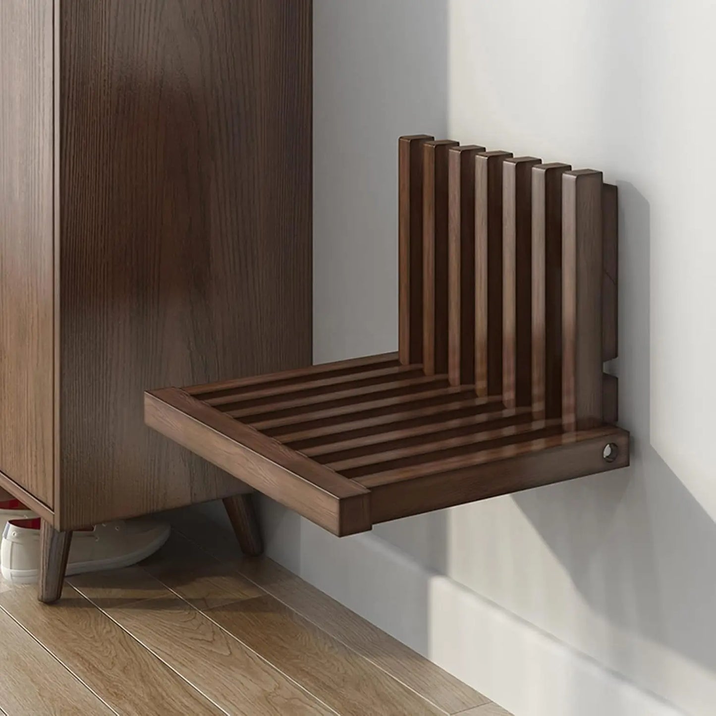 Banco de asiento, taburete plegable montado en la pared, taburete de ducha para ducha interior, taburete de entrada de madera maciza para cambiar zapatos para niños y adultos