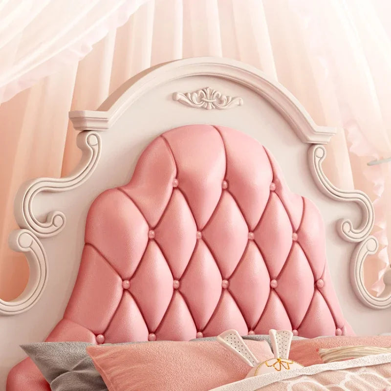 Cama infantil de lujo de princesa bonita de madera americana, bonita cama infantil moderna de color rosa, juego de dormitorio con muebles tipo loft