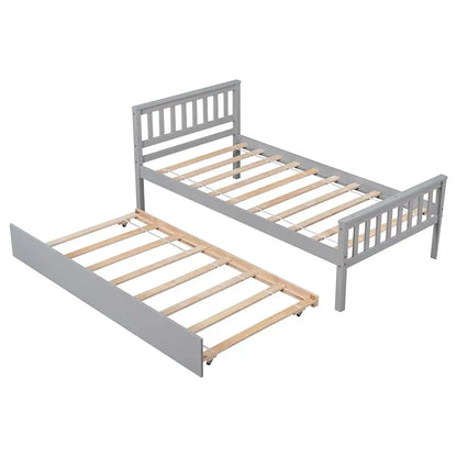 Lit plateforme double avec tête de lit gigogne, peu encombrant, capacité de charge de 250 lb, cadre de lit pour enfants, garçons, filles, adolescents