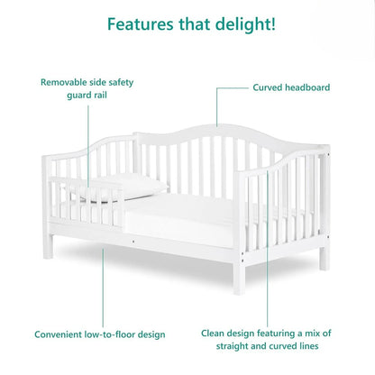 Toddler Day Bed in White, Child Safe Water Based Paints Used, Low To Floor Design 54x30x29 Inch (Pack of 1)  Bed