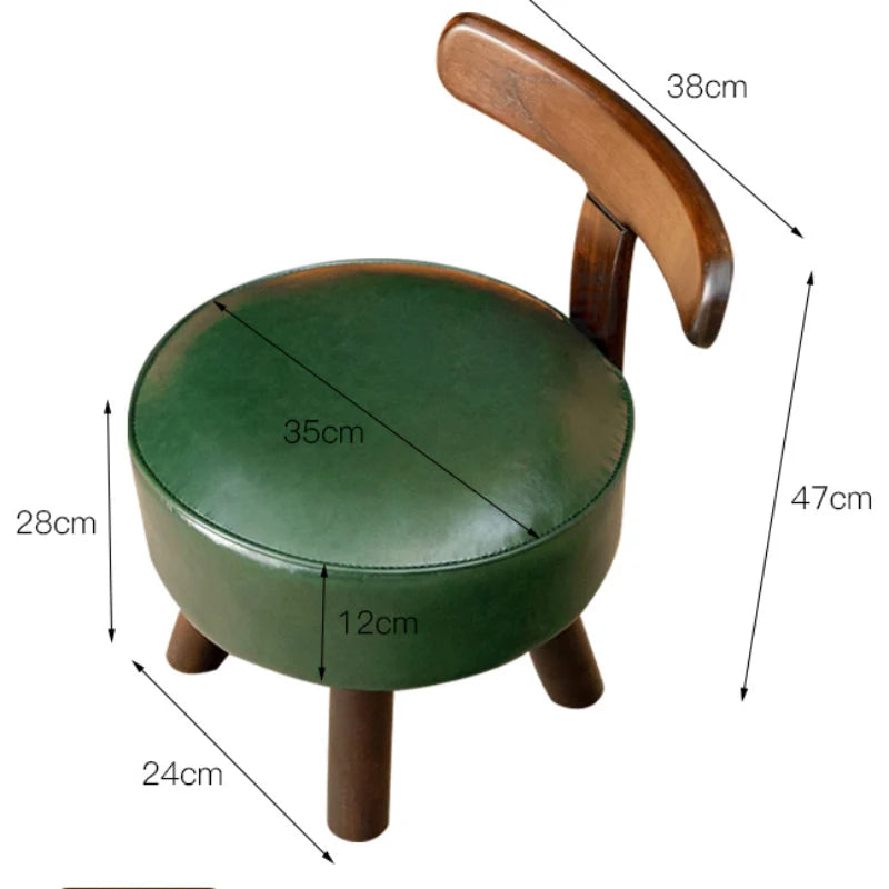 Chaise pivotante de petite taille en bois massif, tabouret bas de ménage, dossier robuste, canapé de salon rotatif pour enfant adulte, meubles de salle à manger