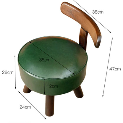 Rotating Small Chair Solid Wood Household Low Stool Sturdy Backrest Adult Child Rotating Living Room Sofa Dining Room Furniture