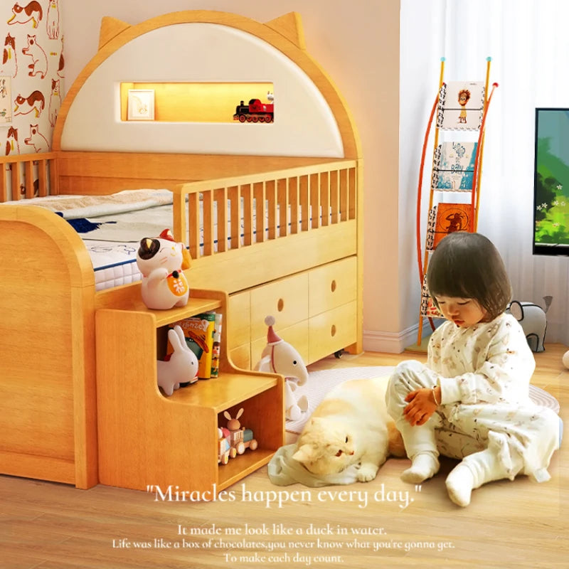 Joli lit moderne pour enfants Loft House Lit en bois massif Comferter Ensemble de chambre à coucher de luxe Cama Infantil Meubles