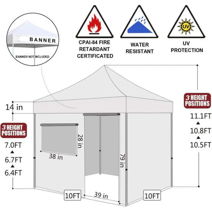 Pop-up Canopy Tent Commercial Instant Canopy with 4 Removable Zippered End Sidewalls & Roller Bags, 4 Sandbags Give