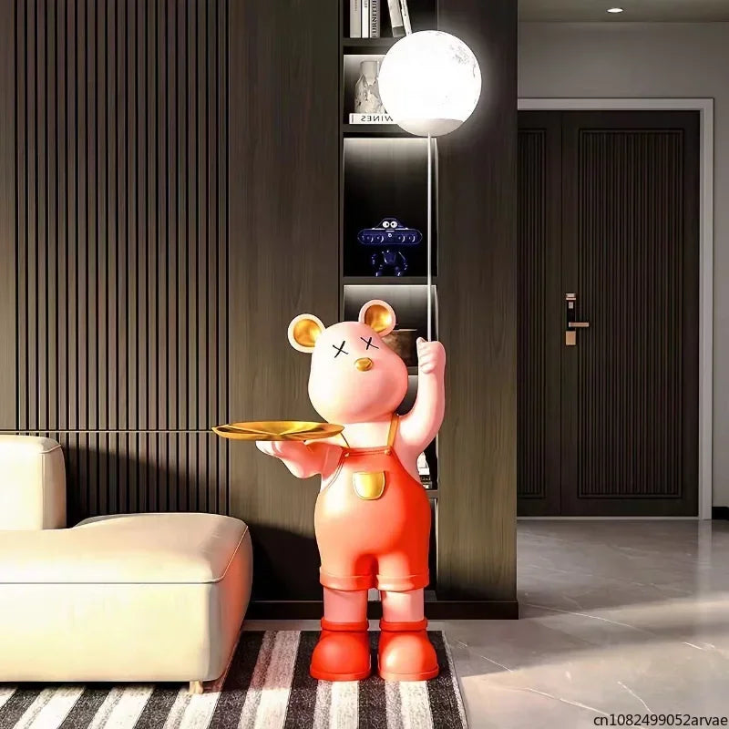 Adornos de escultura de oso violento de gran tamaño con forma de luna, mueble de TV para dormitorio y decoración creativa para habitación de niños, regalos luminosos para el hogar