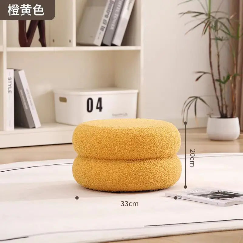 Living Room Household Small Round Stool Net Red Children Sofa Stool Lambskin Simple Sitting Stool Shoe Changing Chair Furniture