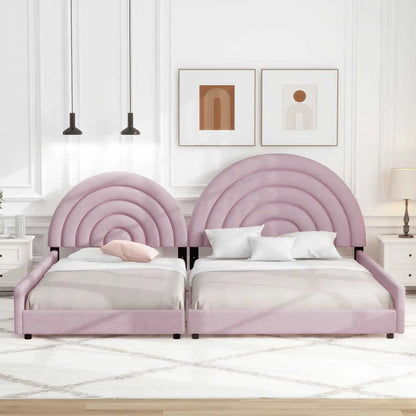 Cama con plataforma tapizada de tamaño matrimonial y doble, dos divanes separados para niños, adolescentes y adultos, estilo moderno y tradicional, color rosa