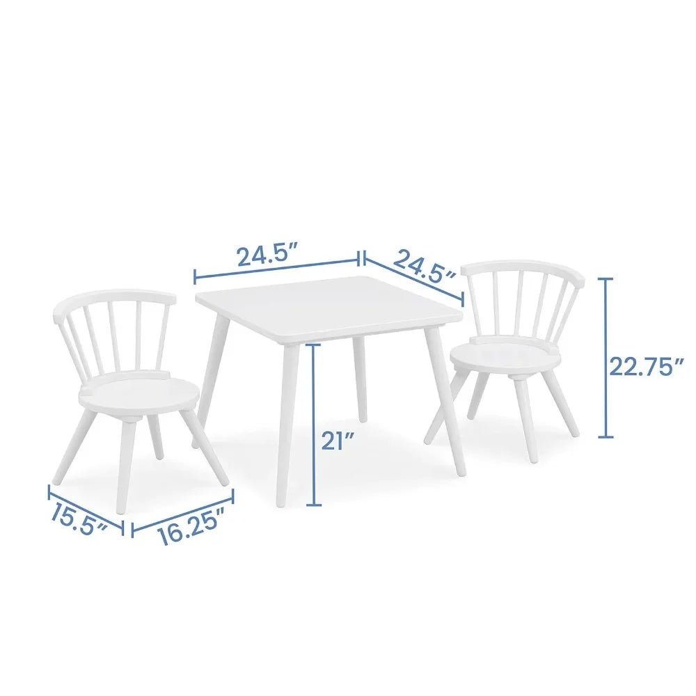 Kids Wood Table Chair Set (2 Chairs Included) - Ideal for Arts & Crafts, Snack Time, Homeschooling, Homework & More