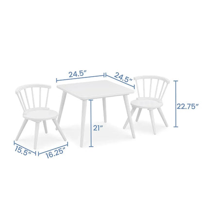 Kids Wood Table Chair Set (2 Chairs Included) - Ideal for Arts & Crafts, Snack Time, Homeschooling, Homework & More