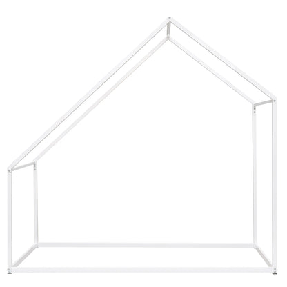 Lit cabane en métal pour enfants, taille double, blanc