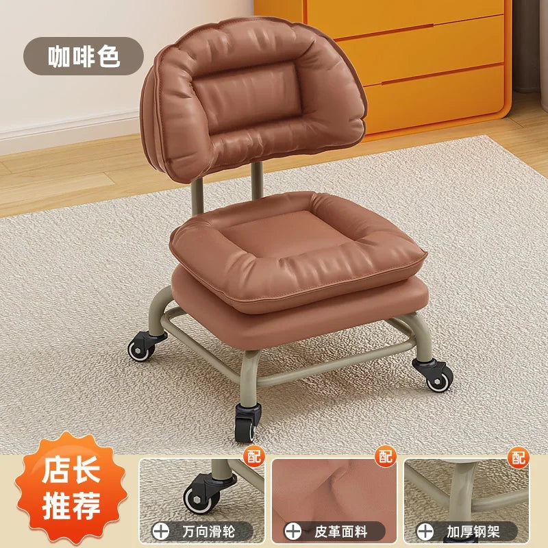 Petit tabouret à roulettes universelles pour usage domestique Chaise à roulettes pour enfants avec dossier 의자 식탁의자 Cuisine Salon 가구