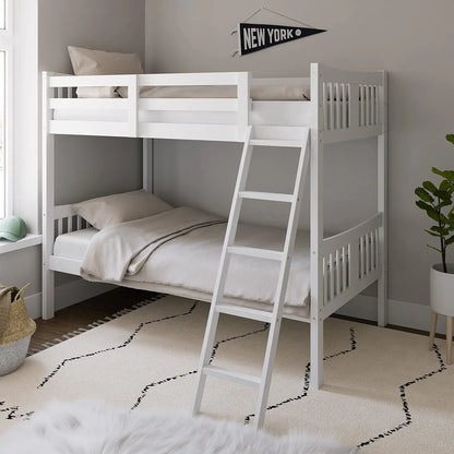 Twin Bunk Bed (White) Gold Certified, Twin Bunk Beds for Kids，Converts to 2 Individual Twin Beds