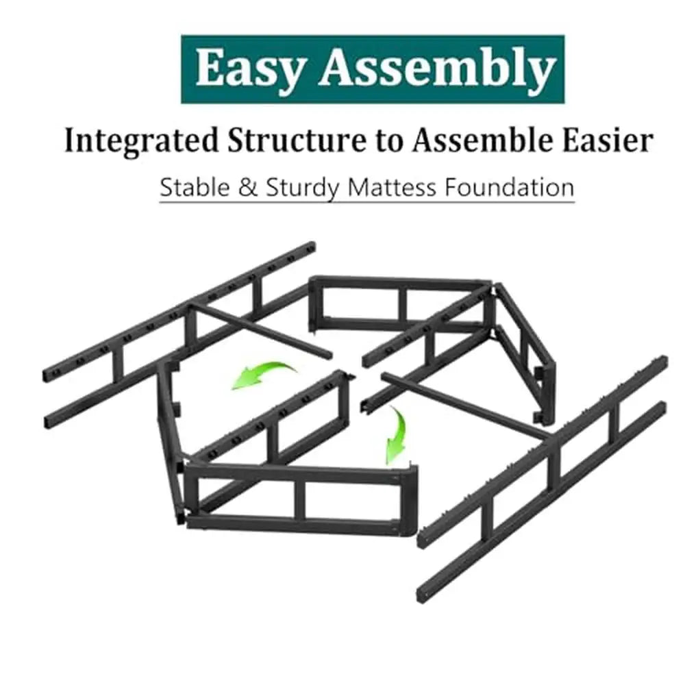 Cadre de lit plate-forme en métal Queen Size 7 pouces Assemblage facile Sans bruit Conception de sécurité à profil bas Lattes en acier robustes Pas de sommier
