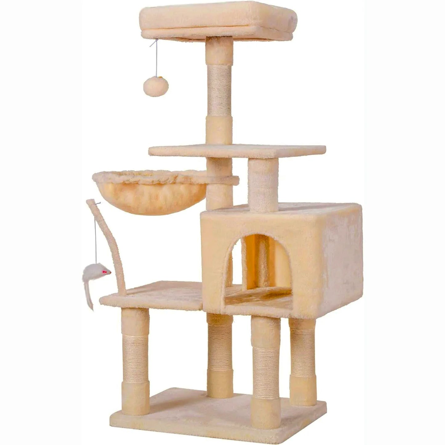 Marco de escalada para gatos, torre de madera de sisal de alta calidad, poste rascador, nido para gatos, juguetes de escalada grandes todo en uno para gatos