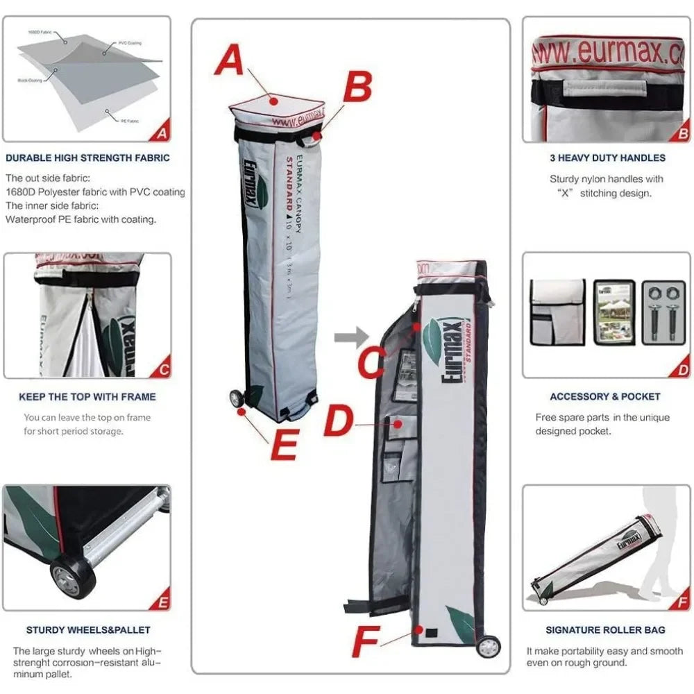 Pop-up Canopy Tent Commercial Instant Canopy with 4 Removable Zippered End Sidewalls & Roller Bags, 4 Sandbags Give