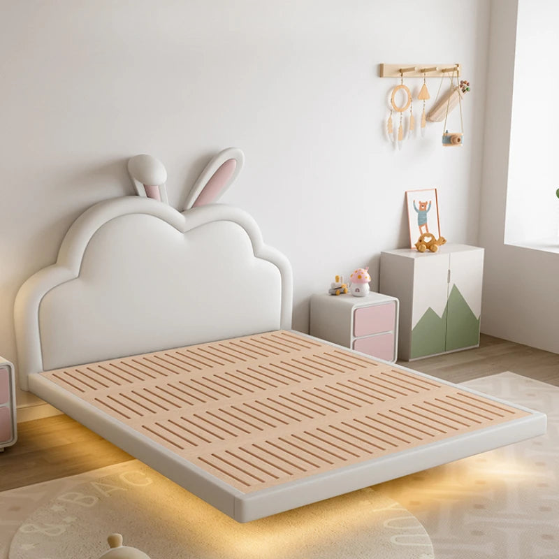 Lit pour enfants moderne et joli de princesse en forme d'animal pour filles, lit mezzanine blanc pour enfants, meubles de chambre à coucher pour enfants