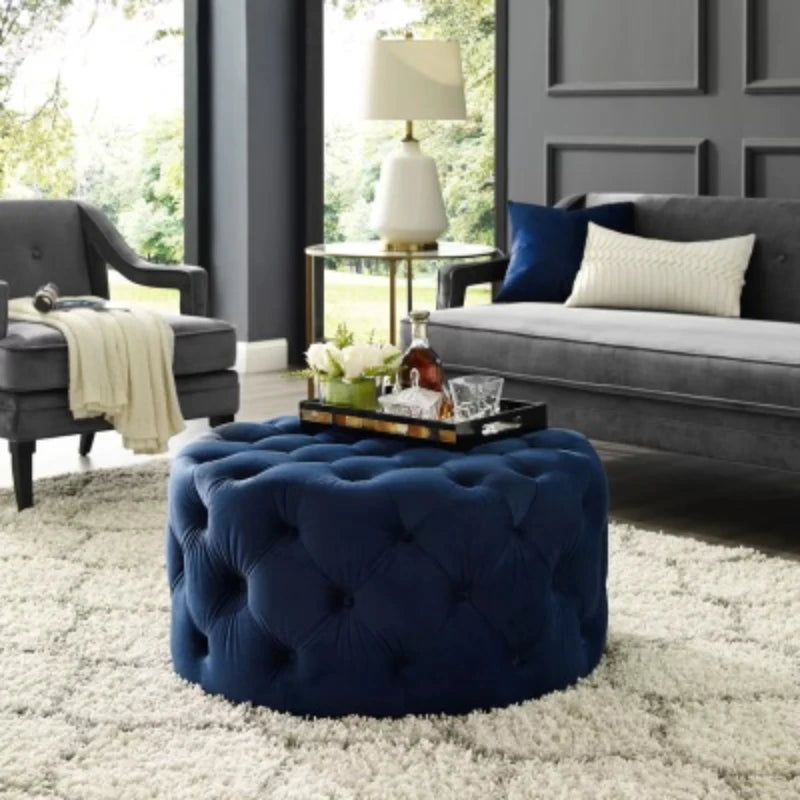 Nordic velvet Floor stool Corner sofa chair round vanity stool design big soft ottoman pouf Child Low stool luxury furniture