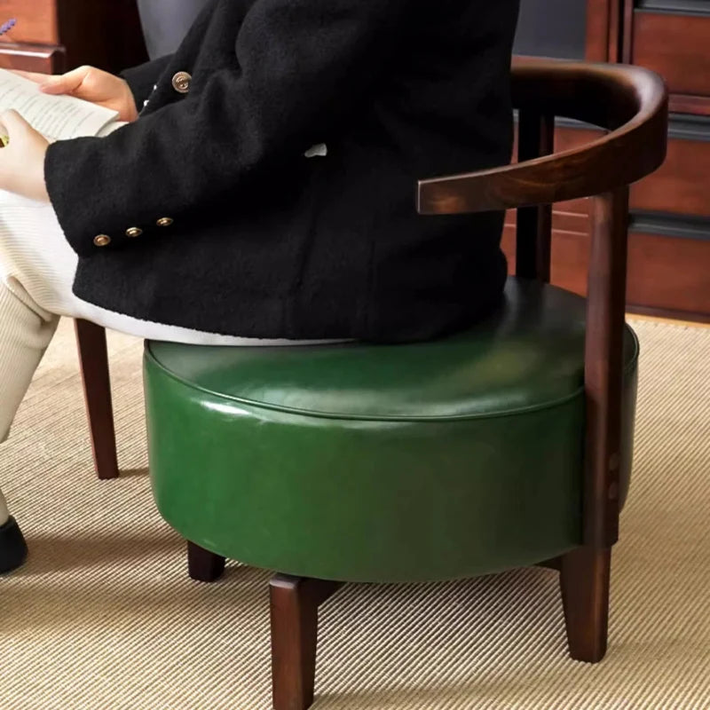 Chaise pivotante de petite taille en bois massif, tabouret bas de ménage, dossier robuste, canapé de salon rotatif pour enfant adulte, meubles de salle à manger