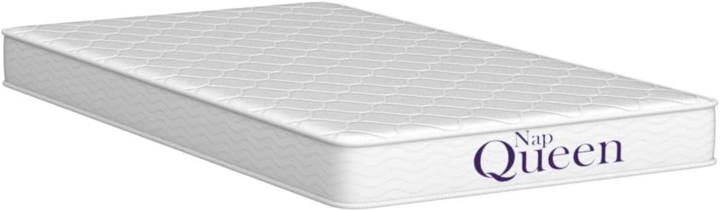 NapQueen Kid Bed 6 Inch Innerspring Twin Size Medium Firm Support Relief Mattress, Bed in A Box, White