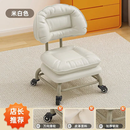 Small Stool with Universal Wheels for Home Use Children Walking with Wheels Backrest Chair 의자 식탁의자 Kitchen Living Room 가구