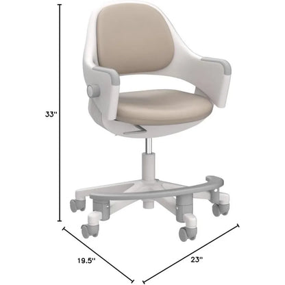 Silla de escritorio para niños Ringo: silla ergonómica para niños con reposapiés, función de crecimiento en 4 pasos, altura del asiento ajustable, ruedas con bloqueo de asiento