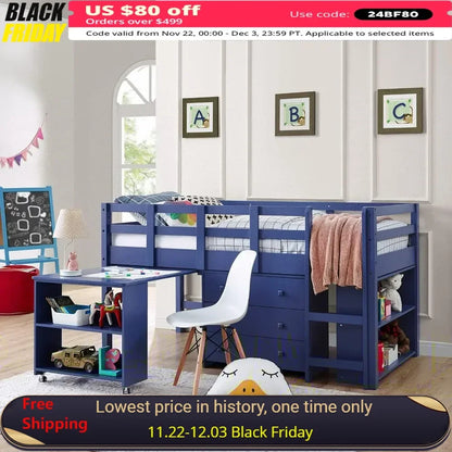 with Desk Low Study Kids Twin Loft Bed with Storage Pine Wood Loft Bed Twin for Kids Twin Loft Bed with Cabinet Ladder