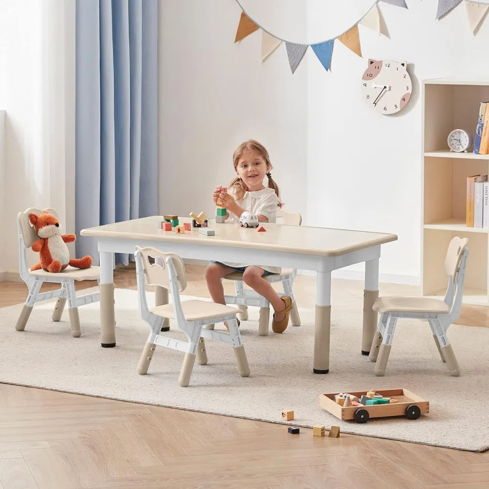 Ensemble table et chaises pour tout-petits pour 4 personnes, 47,2 po L x 23,6 po l Ensemble table et chaises d'étude pour enfants, hauteur réglable, bureau Graffiti