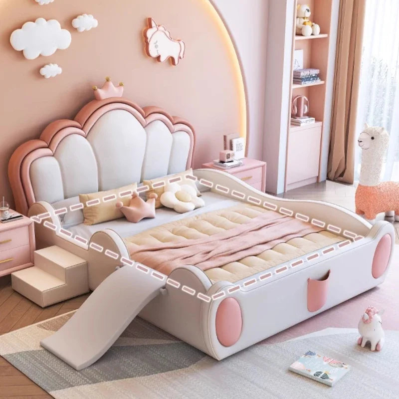 Princesse Jolie Luxe Lit Pour Enfants Filles Moderne Mignon Villa Lit Loft Queen Size Enfants Cama Box Casal Chambre Ensemble Meubles