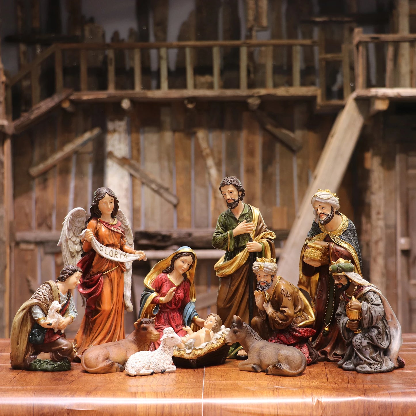 Juego de belén Escena de la Natividad Estatua grande del Niño Jesús Pesebre navideño grande Adorno para pesebre navideño Regalo navideño Decoración del hogar