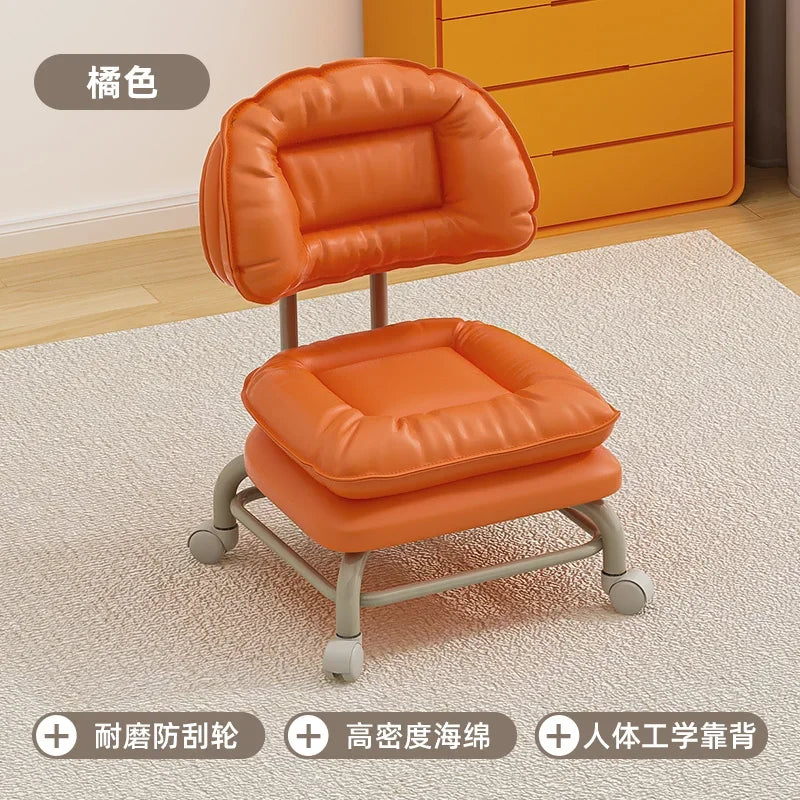 Small Stool with Universal Wheels for Home Use Children Walking with Wheels Backrest Chair 의자 식탁의자 Kitchen Living Room 가구