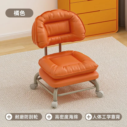 Small Stool with Universal Wheels for Home Use Children Walking with Wheels Backrest Chair 의자 식탁의자 Kitchen Living Room 가구