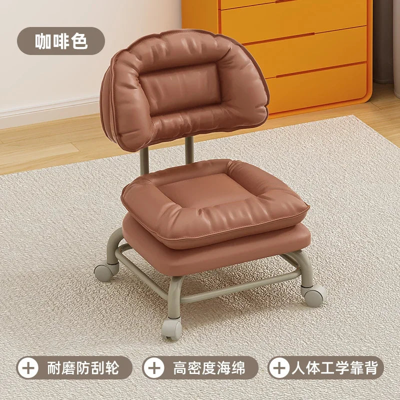 Small Stool with Universal Wheels for Home Use Children Walking with Wheels Backrest Chair 의자 식탁의자 Kitchen Living Room 가구