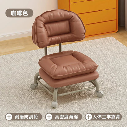 Small Stool with Universal Wheels for Home Use Children Walking with Wheels Backrest Chair 의자 식탁의자 Kitchen Living Room 가구